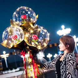 LED Luminous Balloon Rose Bouquet (Matte Paper Packaging )