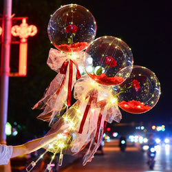 LED Luminous Balloon Rose Bouquet (Rose petals)