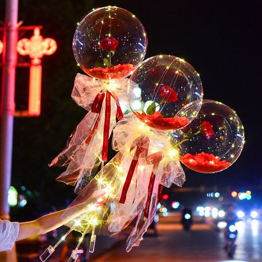 LED Luminous Balloon Rose Bouquet (Rose petals)