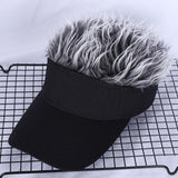 Unisex Adjustable Visor Sun Cap With Wig