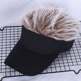 Unisex Adjustable Visor Sun Cap With Wig