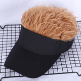 Unisex Adjustable Visor Sun Cap With Wig