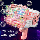 76 Holes Rocket Bubble Gun Machine with Light