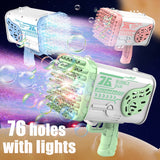 76 Holes Rocket Bubble Gun Machine with Light