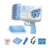 76 Holes Rocket Bubble Gun Machine with Light