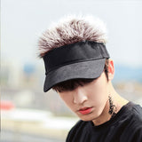 Unisex Adjustable Visor Sun Cap With Wig