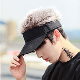 Unisex Adjustable Visor Sun Cap With Wig