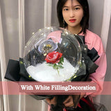 LED Luminous Balloon Rose Bouquet With White Filling Decoration