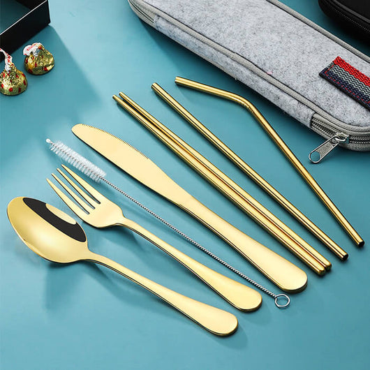 Travel Utensil Set Gold Utensils Set