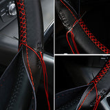 Leather Steering Wheel Cover With Needles and Thread
