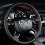 Leather Steering Wheel Cover With Needles and Thread