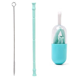 Reusable Collapsible Silicone Straws with case and Cleaning Brush