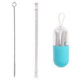 Reusable Collapsible Silicone Straws with case and Cleaning Brush