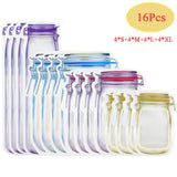 Reusable Ziplock Bags Mason Jar Zipper Bags