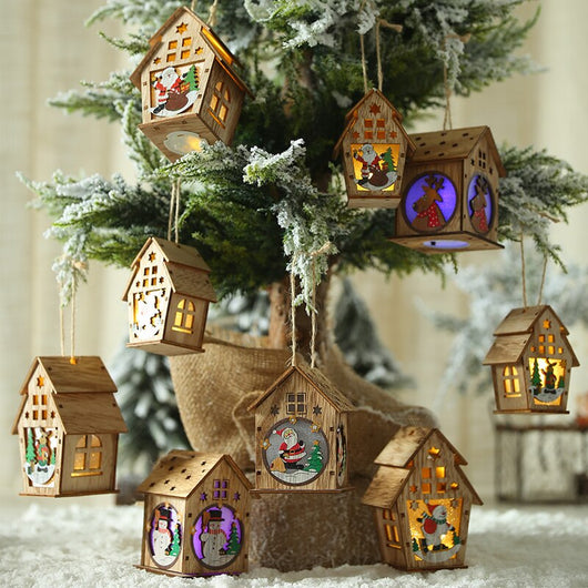 Christmas Tree Decoration Led Light Wood House