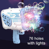 76 Holes Rocket Bubble Gun Machine with Light