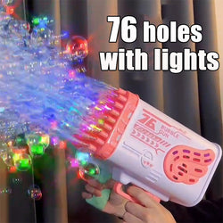 76 Holes Rocket Bubble Gun Machine with Light